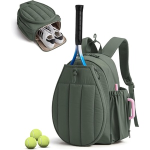 BAGSMART Tennis Gym Bag for Women, Quilted Pickleball 15.6″ Laptop Backpack(Slate Green)