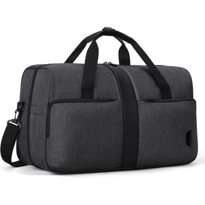 BAGSMART Travel Duffel Bags with Dividers, 32L Gym Duffle Bag with Laptop Compartment, Carry On Weekender Overnight Bag, Shoe Bag, PVC Wet Pocket, Dark Brown(Black Grey)