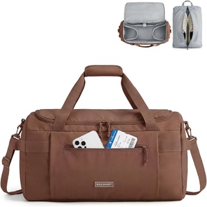 BAGSMART Travel Duffel Bags with Dividers, 32L Gym Duffle Bag with Laptop Compartment, Carry On Weekender Overnight Bag, Shoe Bag, PVC Wet Pocket, Dark Brown(Dark Brown)