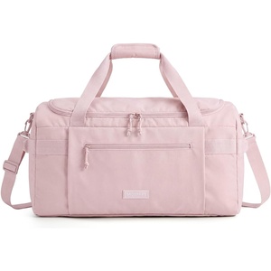 BAGSMART Travel Duffel Bags with Dividers, 32L Gym Duffle Bag with Laptop Compartment, Carry On Weekender Overnight Bag, Shoe Bag, PVC Wet Pocket, Dark Brown(Pink)