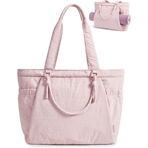 BAGSMART Yoga Pilates Tote Bag for Women with Knotted Handle, Gym Bag(Baby Pink)