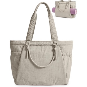 BAGSMART Yoga Pilates Tote Bag for Women with Knotted Handle, Gym Bag(Brown)