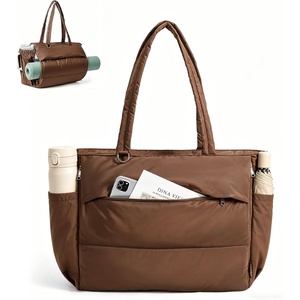 BAGSMART Yoga Pilates Tote Bag for Women with Knotted Handle, Gym Bag(Chocolate)
