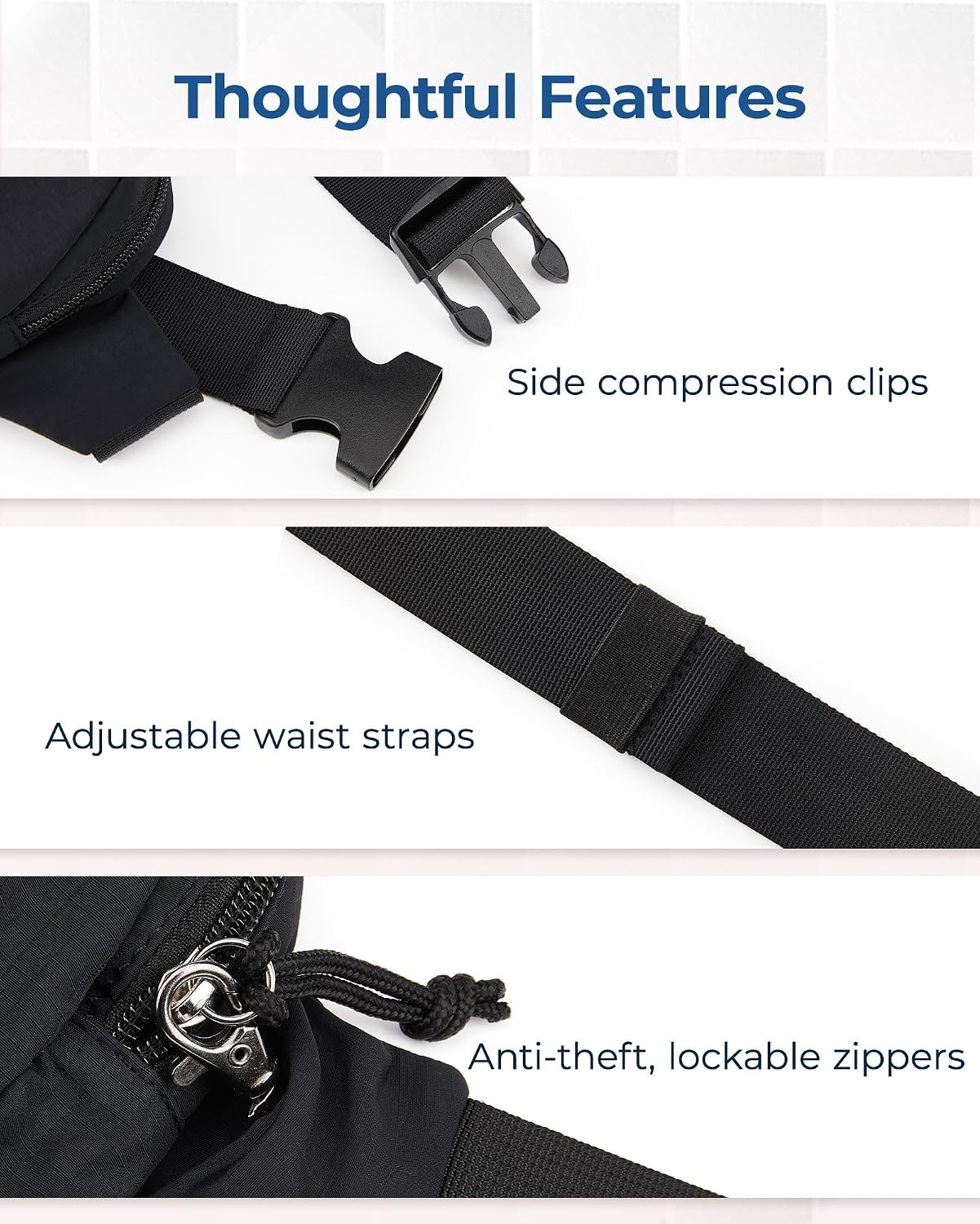 image:imageBAGSMART Fanny Packs for Women Running Workout Traveling Hiking BeigeBlack