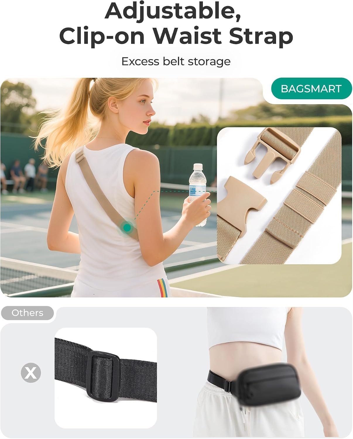 image:imageBAGSMART Fanny Packs for Women Two Way Zipper Belt Bag with StrapBaby Pink