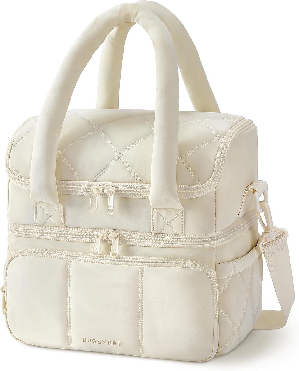 image:imageBAGSMART Lunch Bag Women Double Deck Insulated Lunch Box CamelBeige