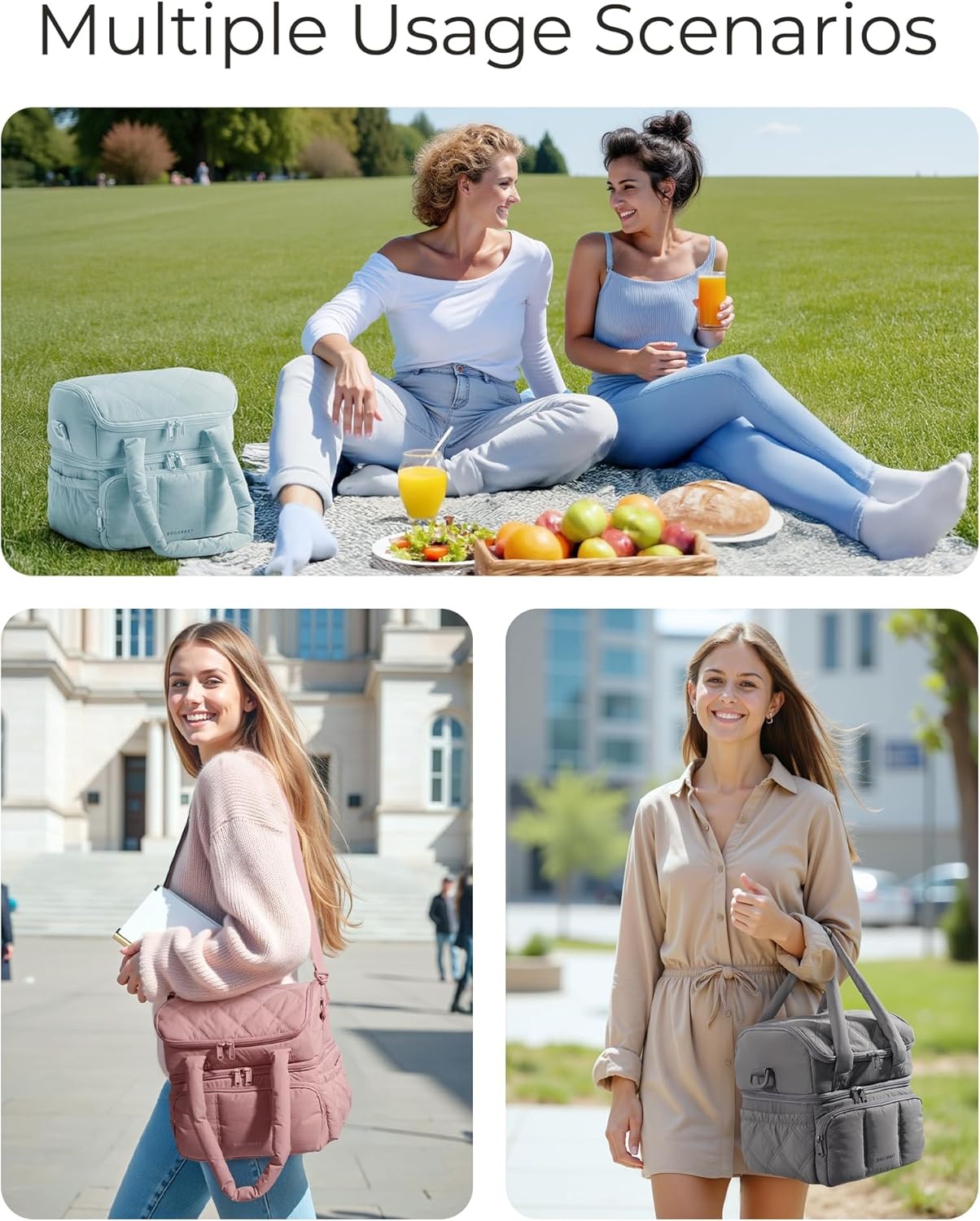 image:imageBAGSMART Lunch Bag Women Double Deck Insulated Lunch Box CamelCamel