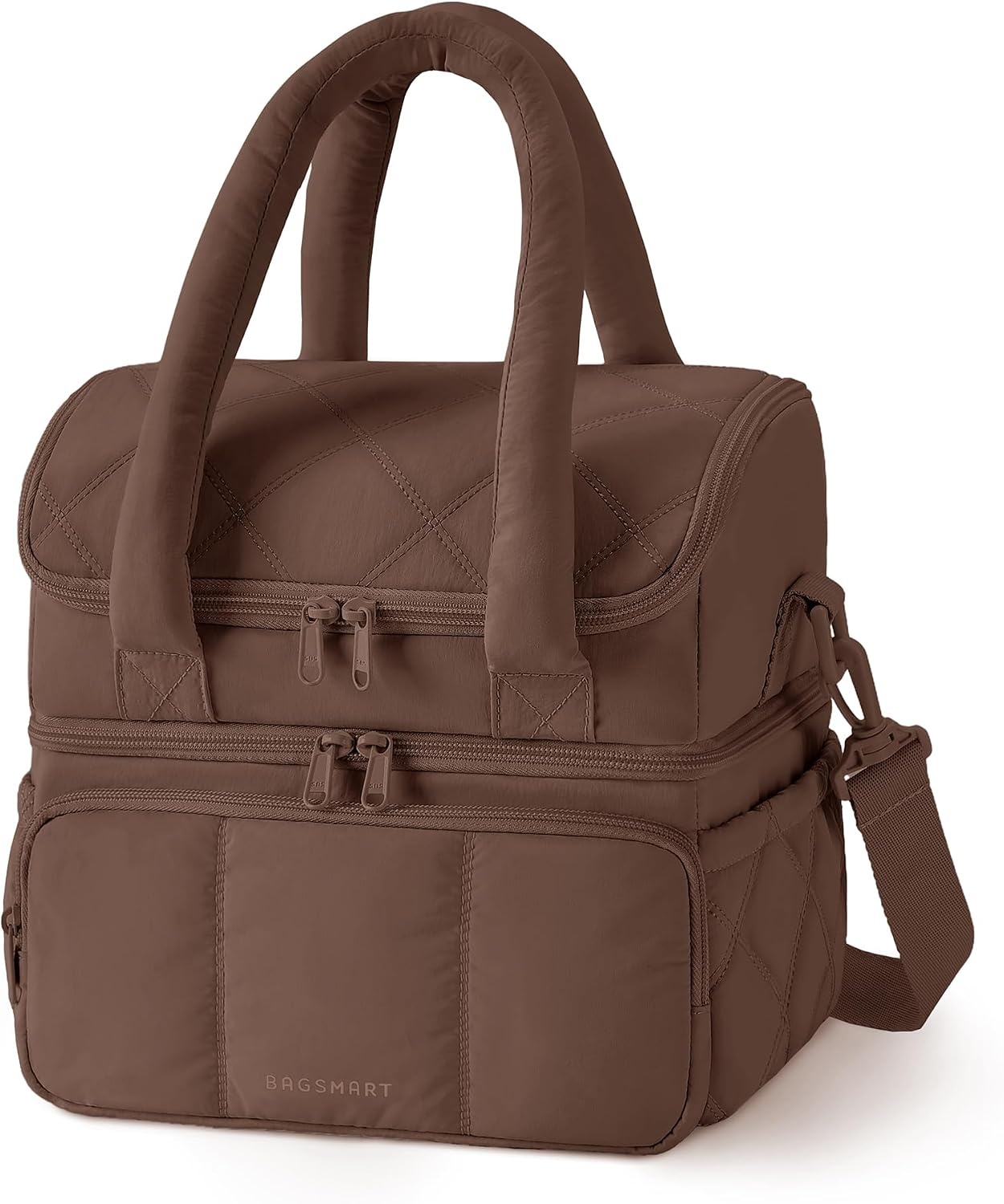 image:imageBAGSMART Lunch Bag Women Double Deck Insulated Lunch Box CamelCoffee Brown