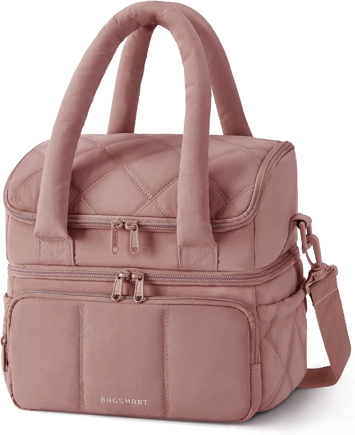 image:imageBAGSMART Lunch Bag Women Double Deck Insulated Lunch Box CamelDark Pink