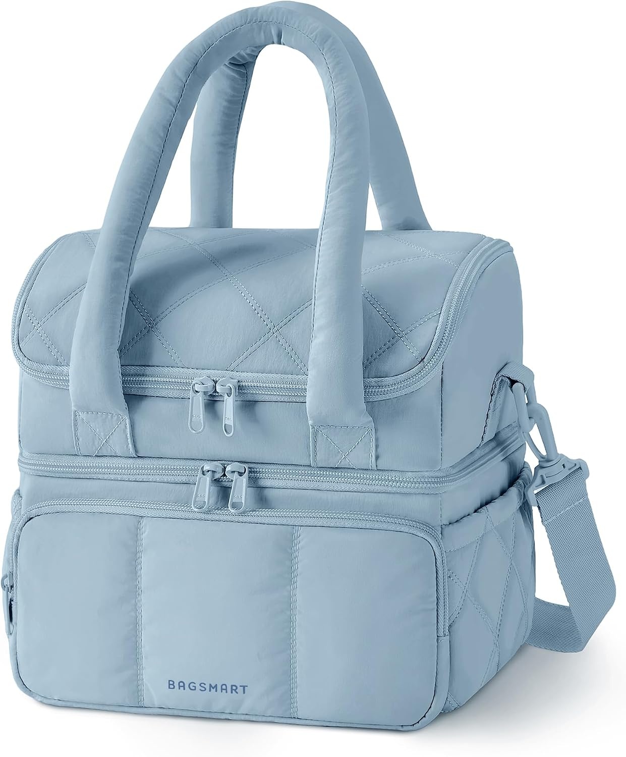 image:imageBAGSMART Lunch Bag Women Double Deck Insulated Lunch Box CamelDusk Blue