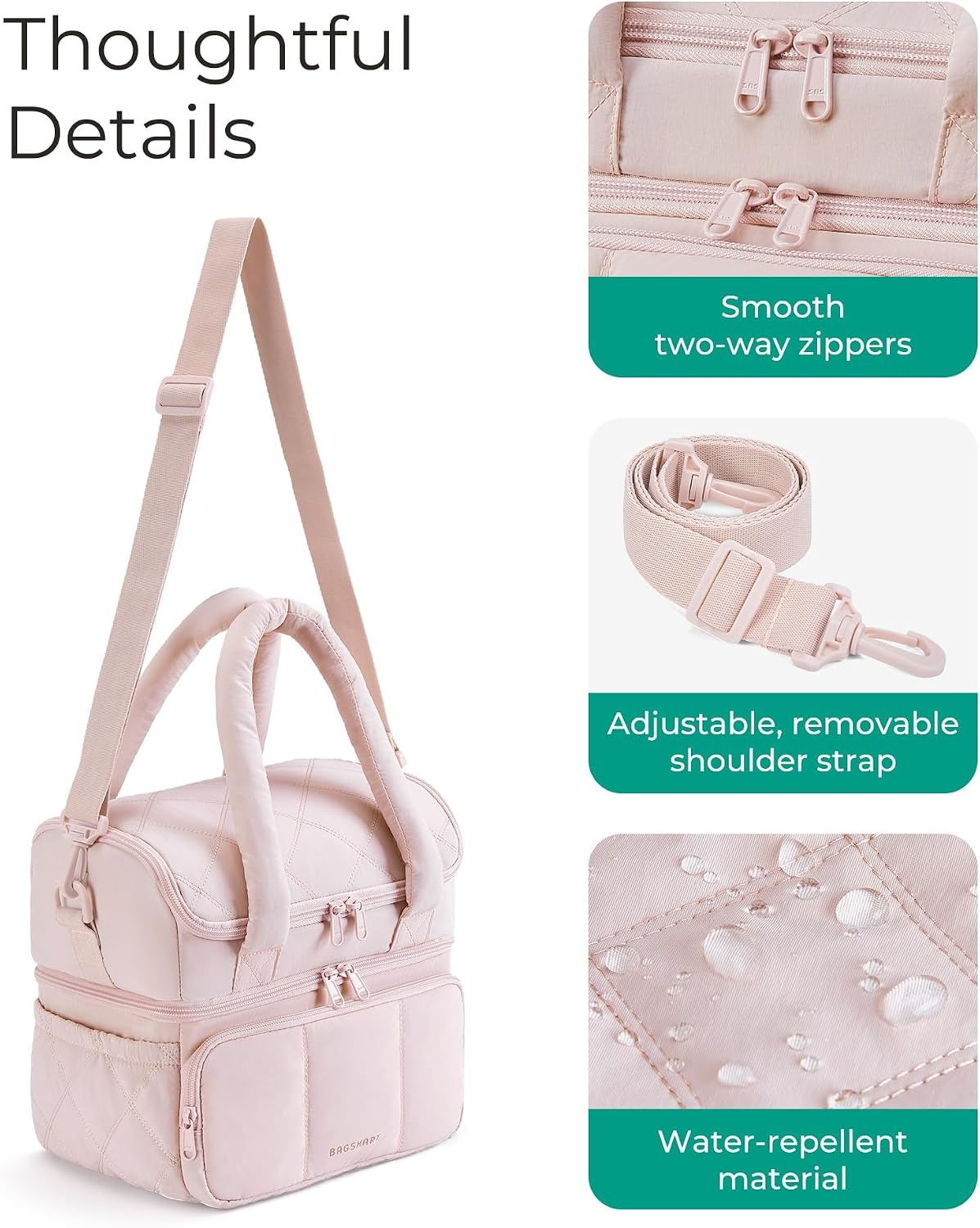 image:imageBAGSMART Lunch Bag Women Double Deck Insulated Lunch Box CamelLavender Purple