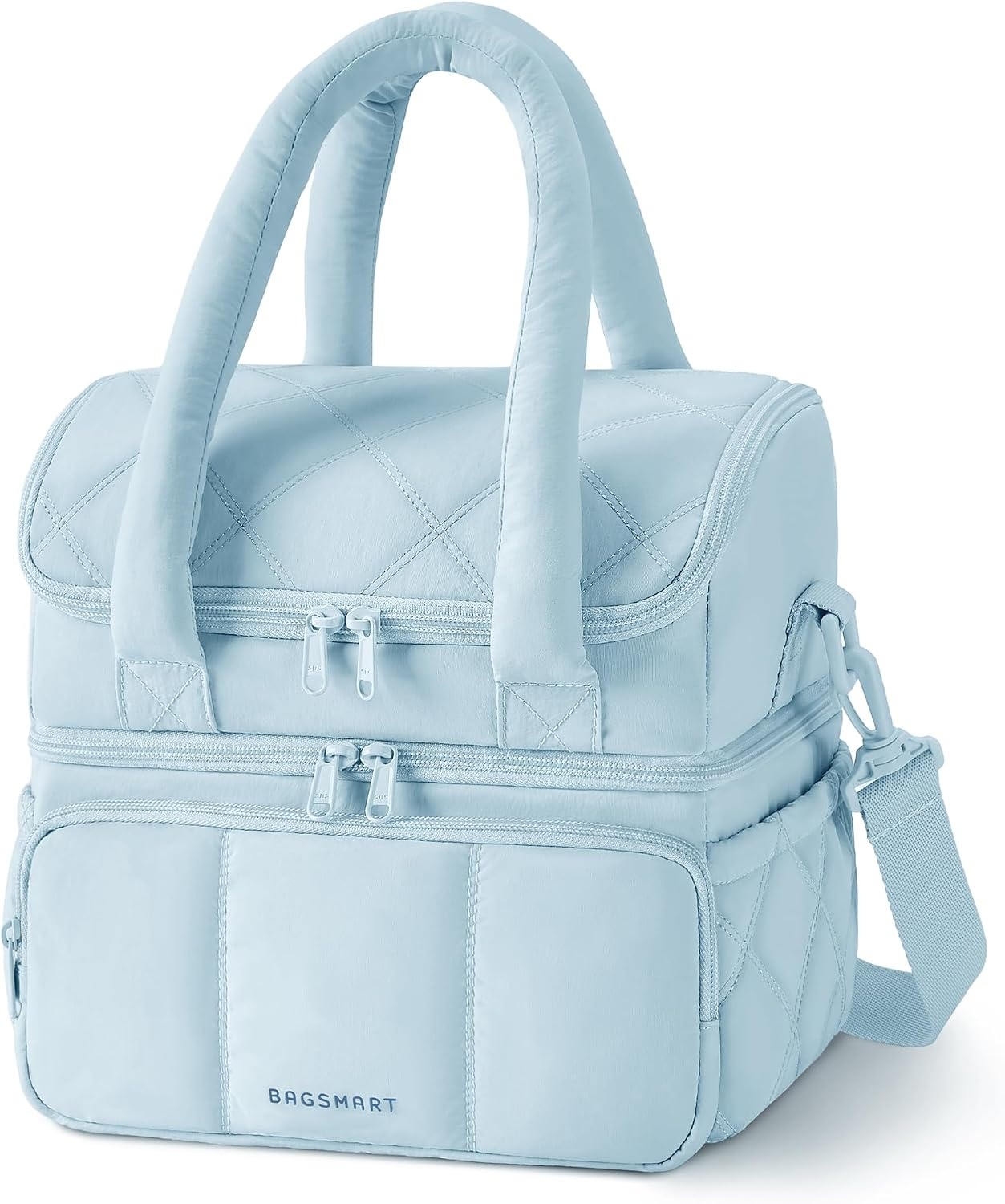 image:imageBAGSMART Lunch Bag Women Double Deck Insulated Lunch Box CamelLight Blue