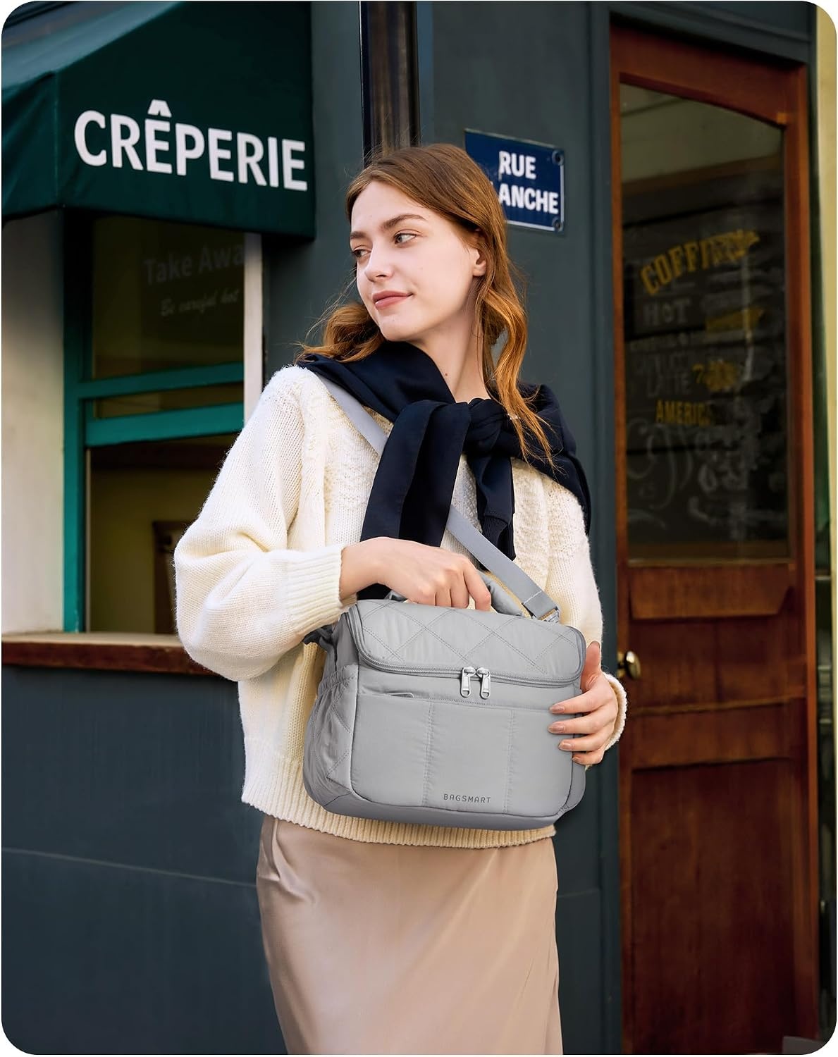 image:imageBAGSMART Lunch Bag Women Double Deck Insulated Lunch Box CamelLight Blue