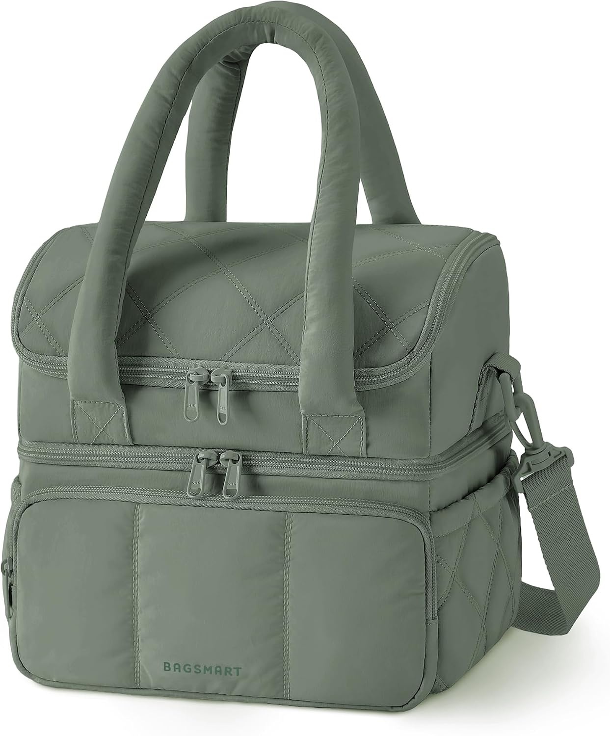 image:imageBAGSMART Lunch Bag Women Double Deck Insulated Lunch Box CamelOlive Green