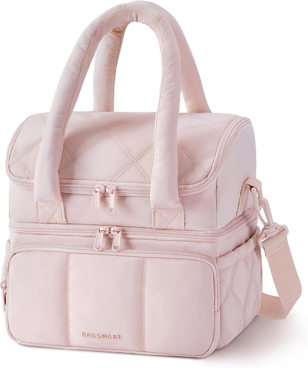 image:imageBAGSMART Lunch Bag Women Double Deck Insulated Lunch Box CamelPink