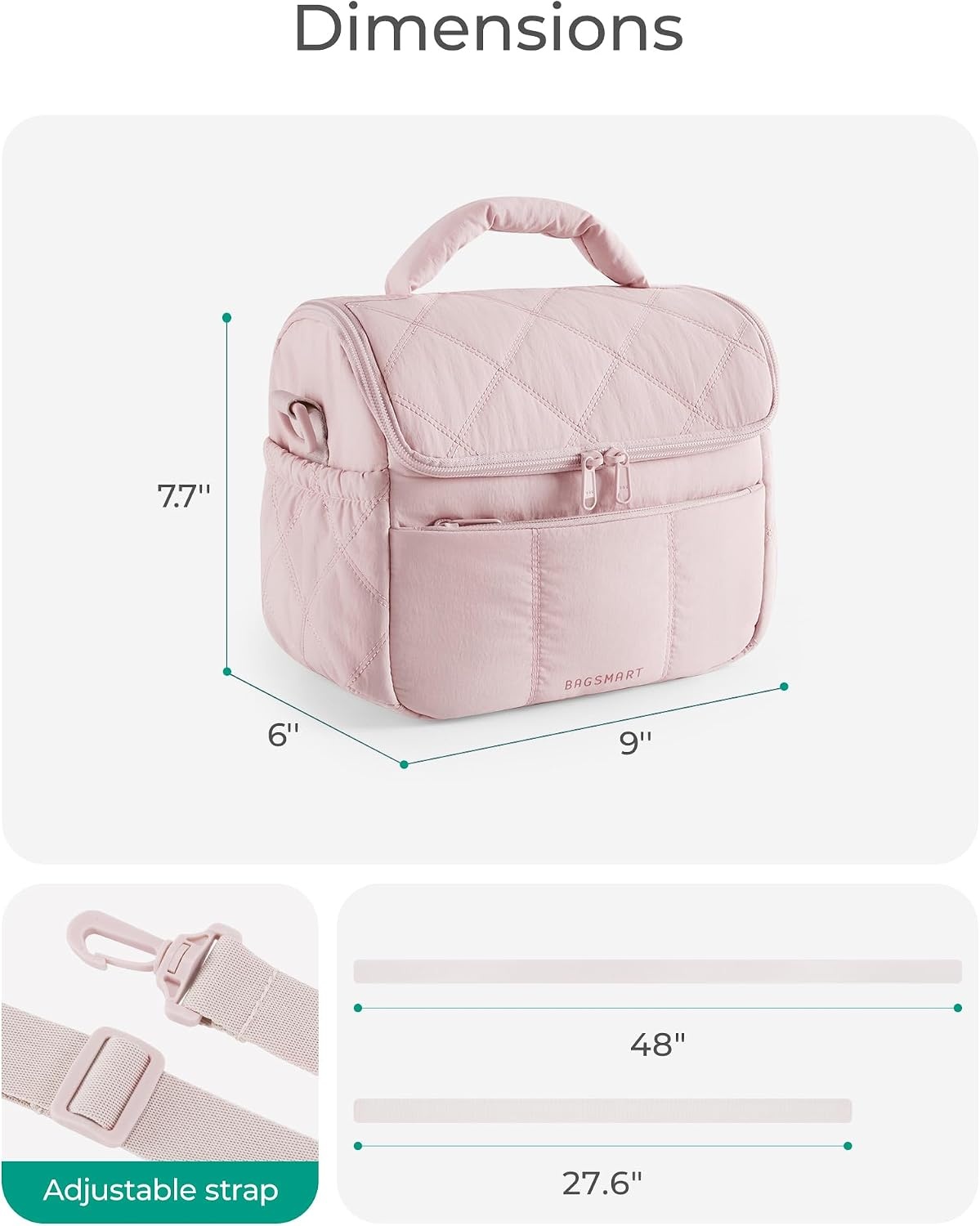 image:imageBAGSMART Lunch Bag Women Double Deck Insulated Lunch Box CamelPrintBrown Checkerboard