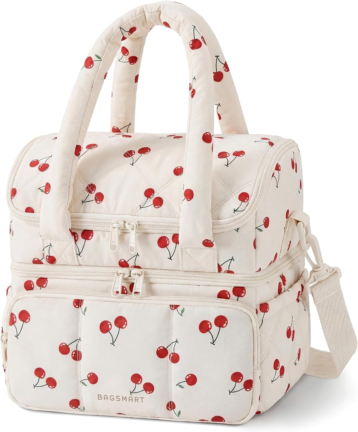image:imageBAGSMART Lunch Bag Women Double Deck Insulated Lunch Box CamelPrintCherry