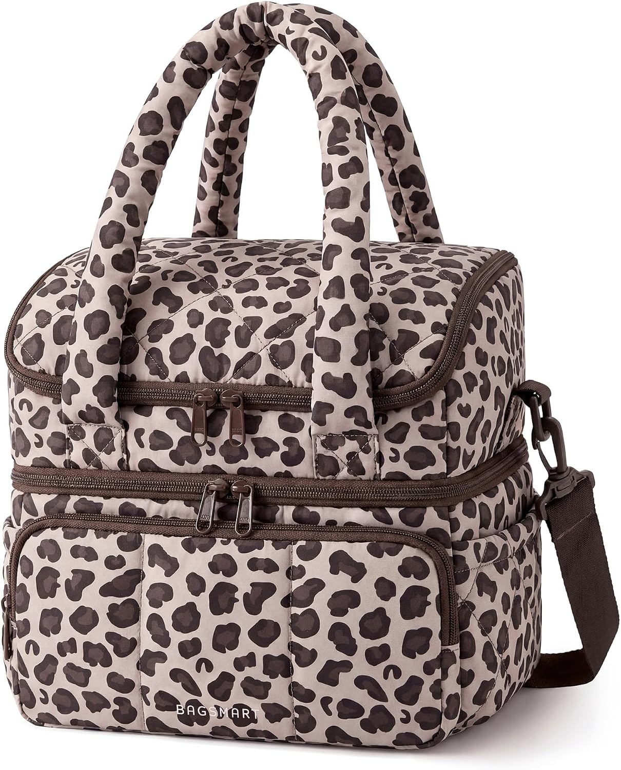 image:imageBAGSMART Lunch Bag Women Double Deck Insulated Lunch Box CamelPrintLeopard