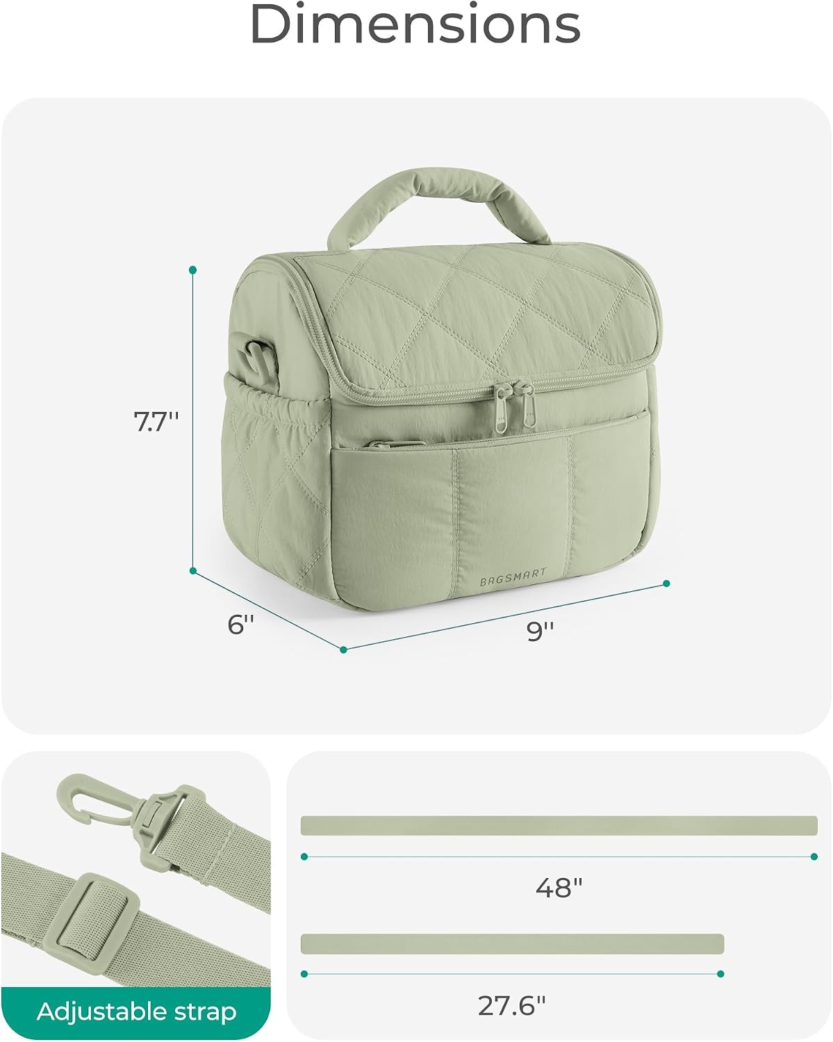 image:imageBAGSMART Lunch Bag Women Double Deck Insulated Lunch Box CamelSage Green