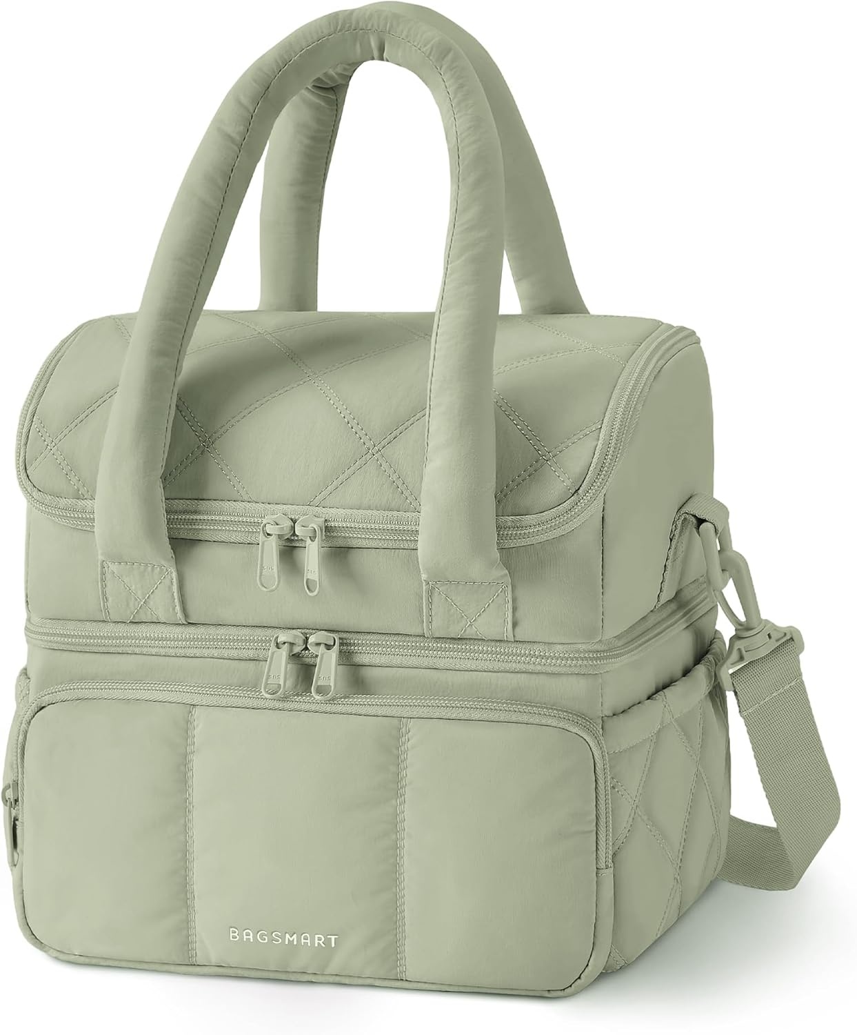 image:imageBAGSMART Lunch Bag Women Double Deck Insulated Lunch Box CamelSage Green
