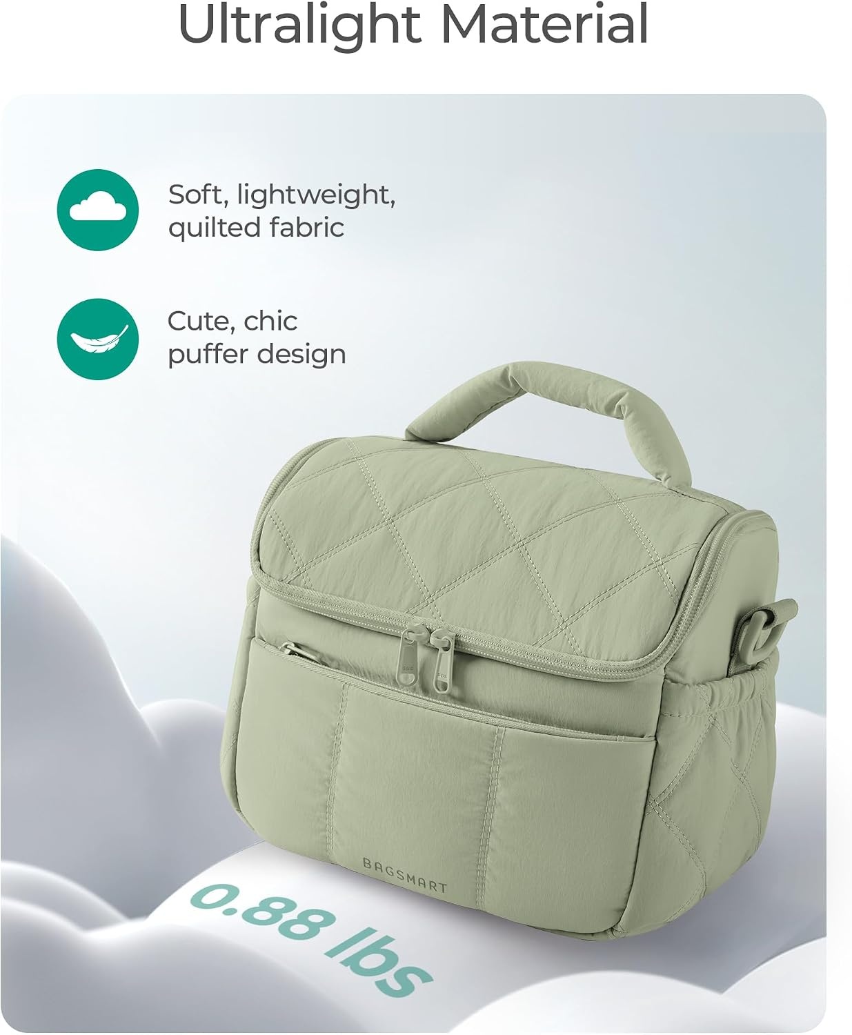 image:imageBAGSMART Lunch Bag Women Double Deck Insulated Lunch Box CamelSage Green