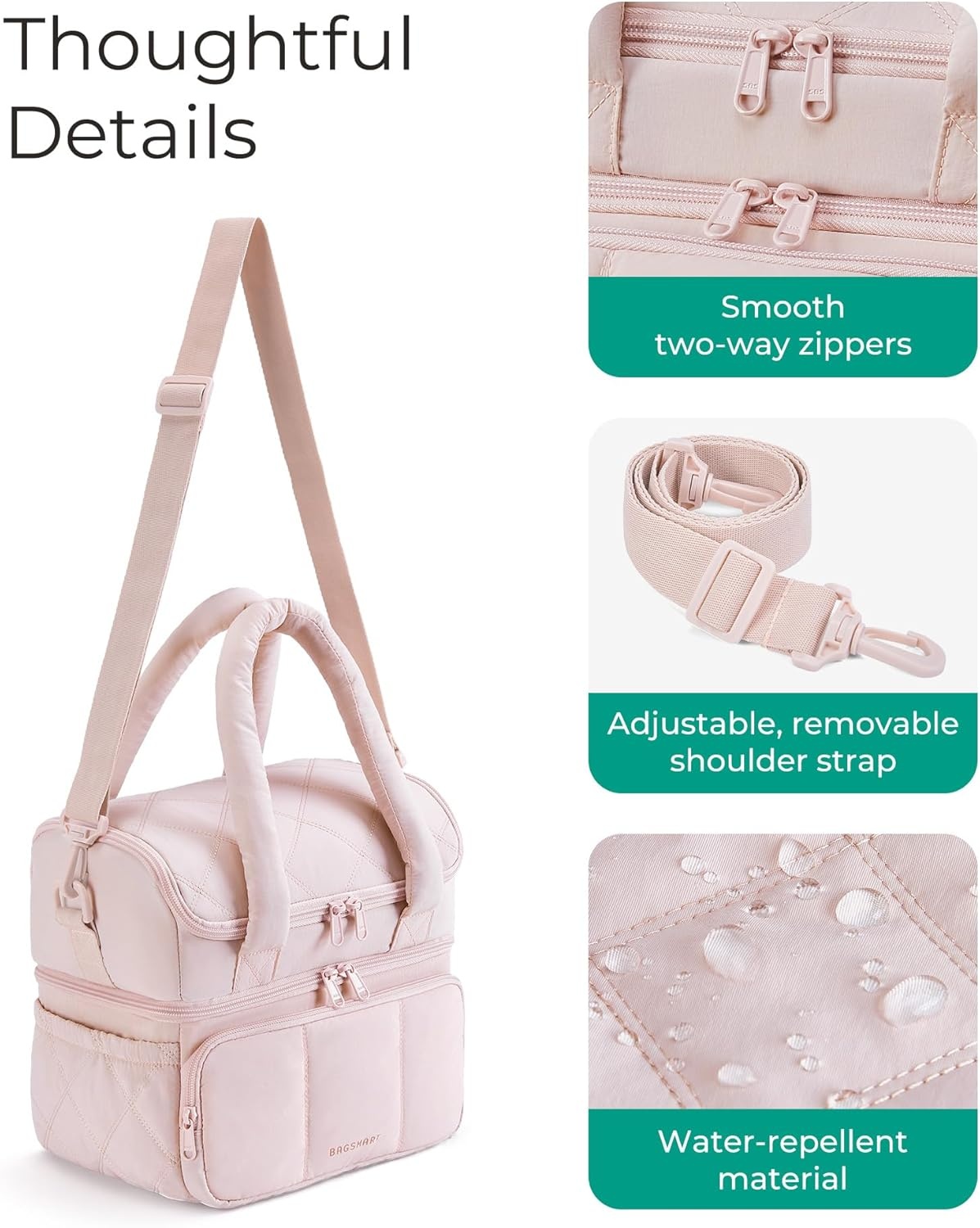 image:imageBAGSMART Lunch Bag Women Double Deck Insulated Lunch Box CamelTeal