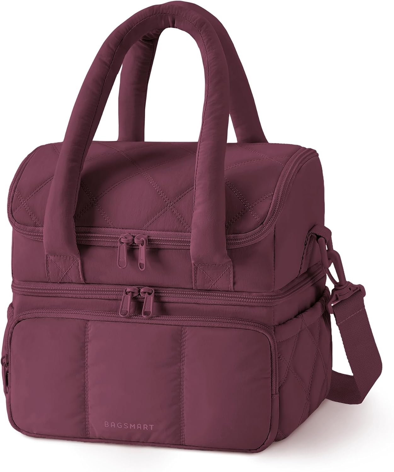 image:imageBAGSMART Lunch Bag Women Double Deck Insulated Lunch Box CamelWine Red