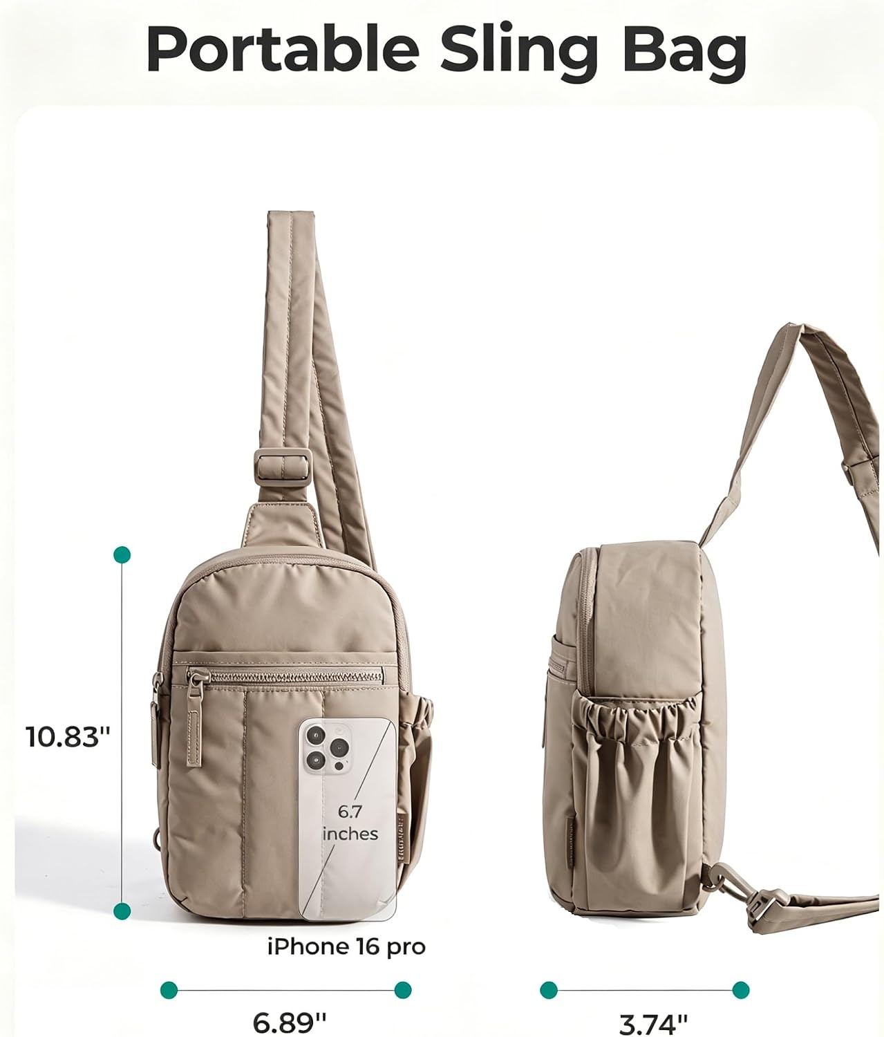 image:imageBAGSMART Small Crossbody Bags for Women Puffer Sling Bag Fanny PacksCoral