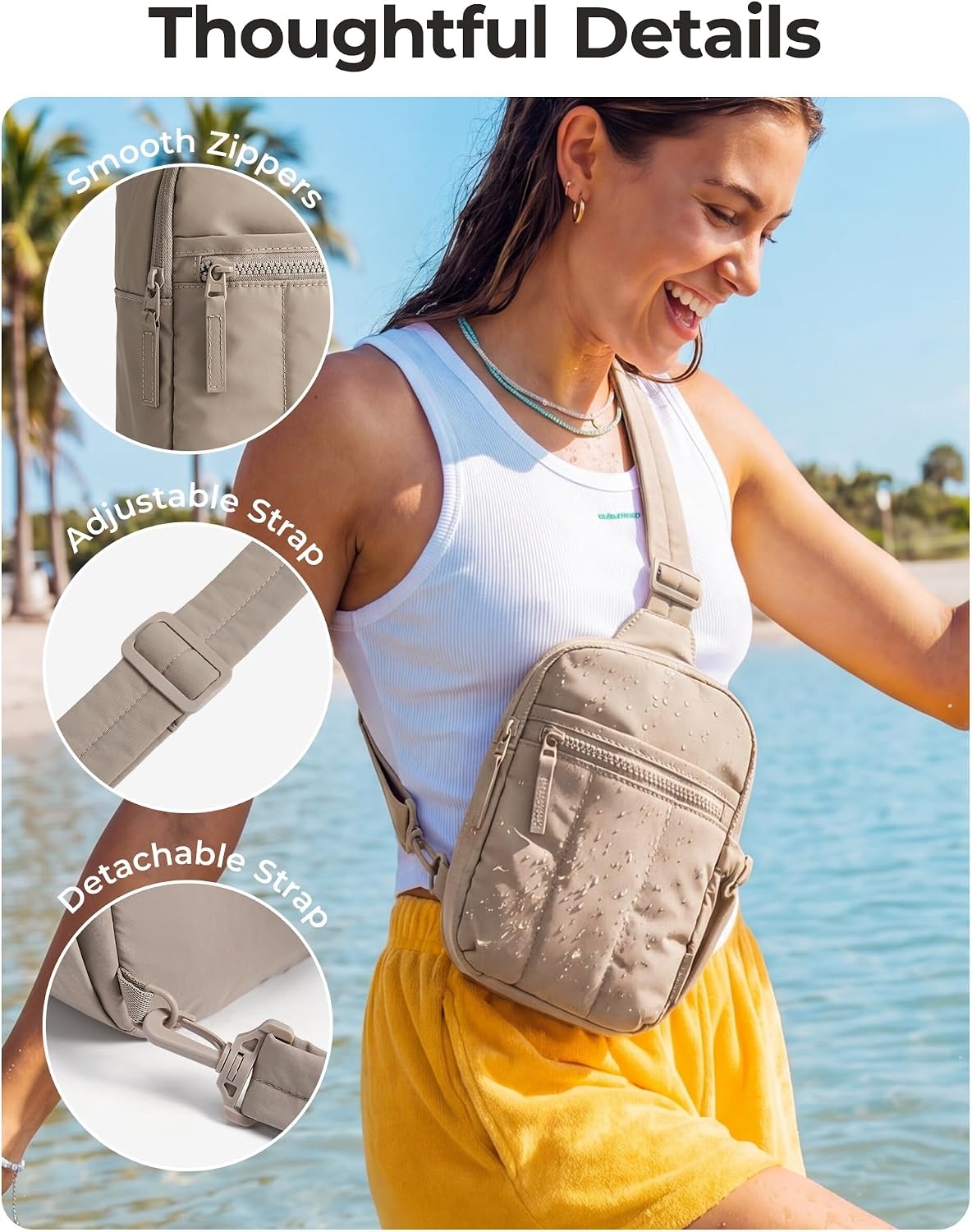 image:imageBAGSMART Small Crossbody Bags for Women Puffer Sling Bag Fanny PacksCoral