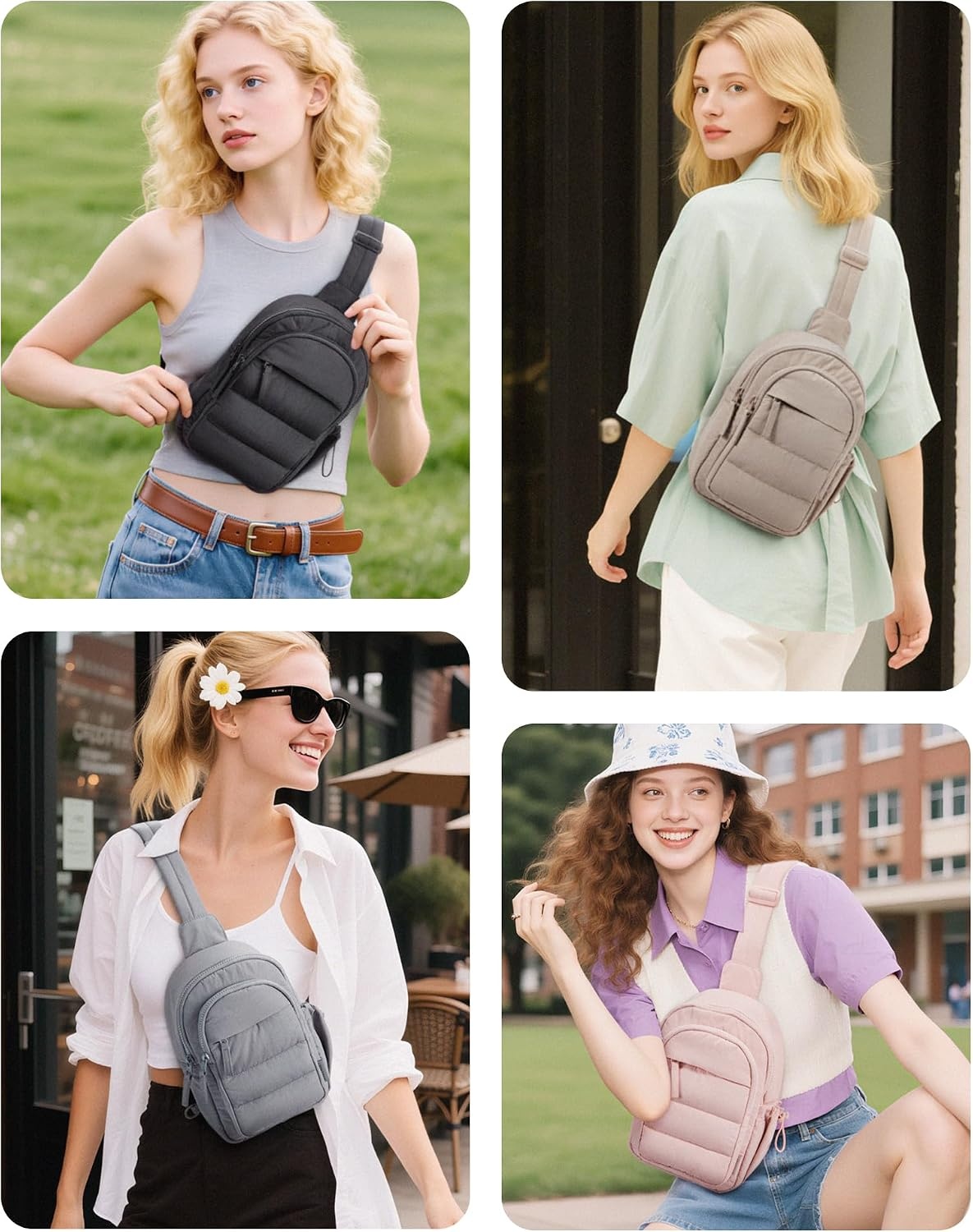 image:imageBAGSMART Small Sling Bag for Women Puffer Crossbody Bag Hobo HandbagGrape