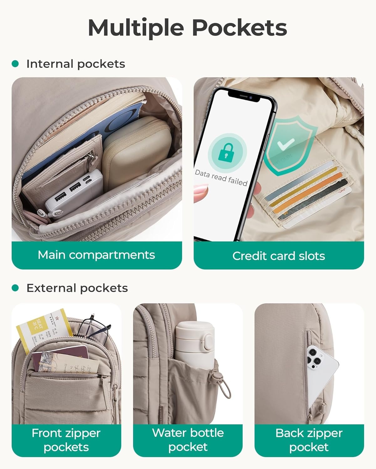 image:imageBAGSMART Small Sling Bag for Women Puffer Crossbody Bag Hobo HandbagGrey