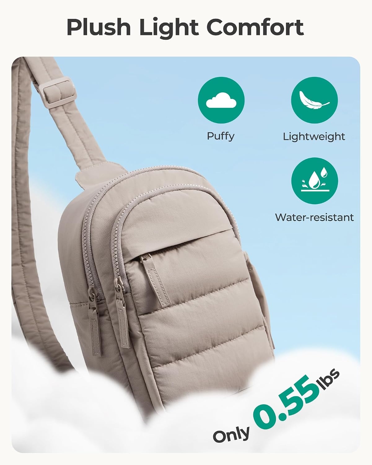 image:imageBAGSMART Small Sling Bag for Women Puffer Crossbody Bag Hobo HandbagPink