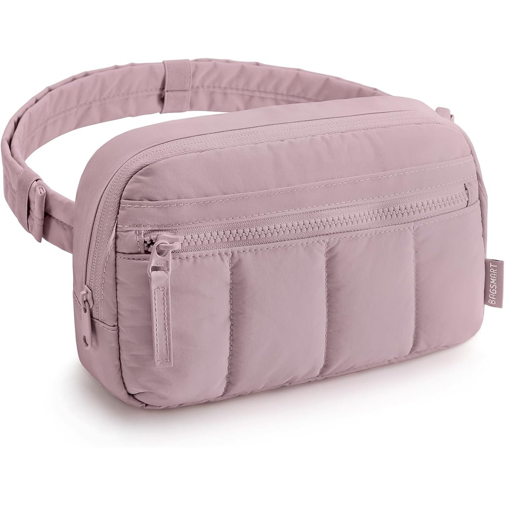 image:imageBAGSMART Fanny Packs for Women Cross Body Quilted Puffy Belt Bag with Pockets Fashion Waist Packs for Traveling Hiking BlackPurple