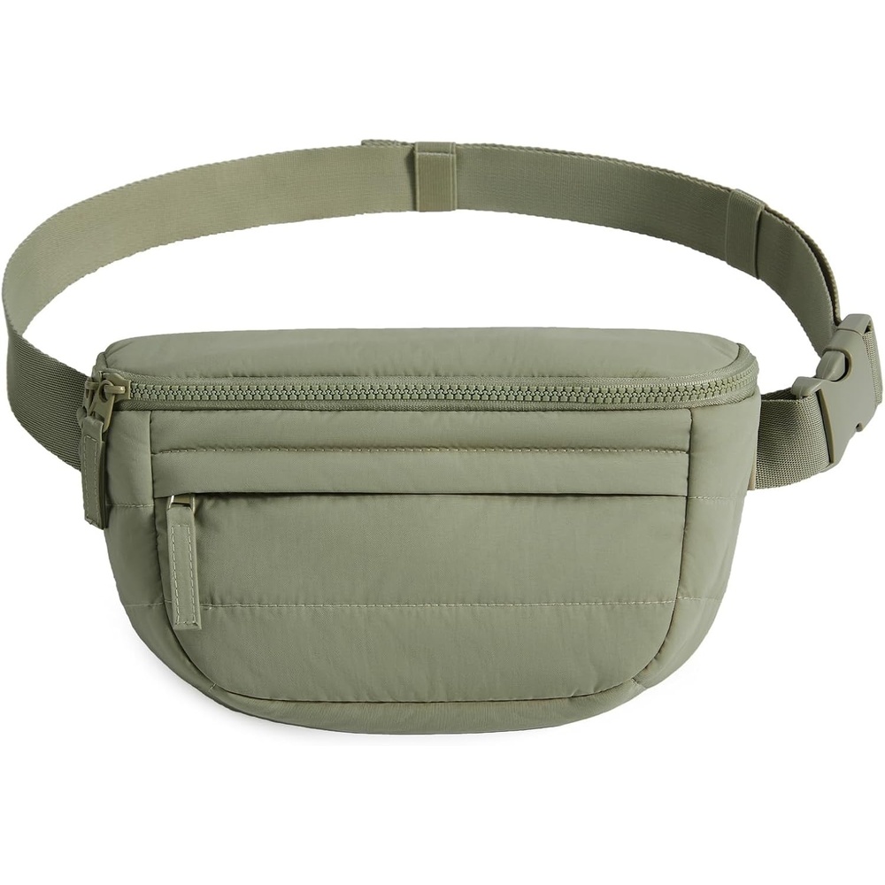 image:imageBAGSMART Fanny Packs for Women Cross Body Quilted Puffy Belt Bag with Pockets Fashion Waist Packs for Traveling Hiking BlackZForest Green