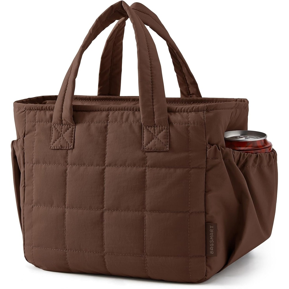 image:imageBAGSMART Lunch Bag Mens Small Cool Quilted Insulated Leakproof LightweightCoffee Brown