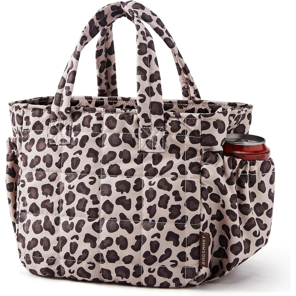 image:imageBAGSMART Lunch Bag Mens Small Cool Quilted Insulated Leakproof LightweightLeopard Print