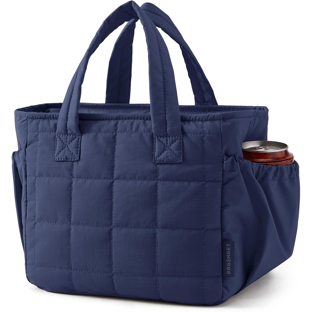 image:imageBAGSMART Lunch Bag Mens Small Cool Quilted Insulated Leakproof LightweightNavy Blue