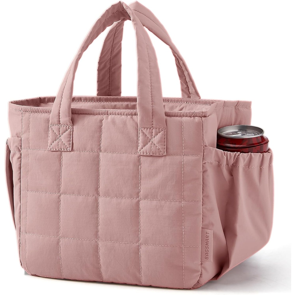image:imageBAGSMART Lunch Bag Mens Small Cool Quilted Insulated Leakproof LightweightNude Pink