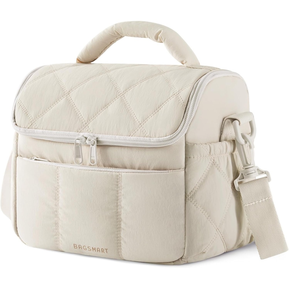 image:imageBAGSMART Lunch Bag Women Double Deck Insulated Lunch Box CamelBeige
