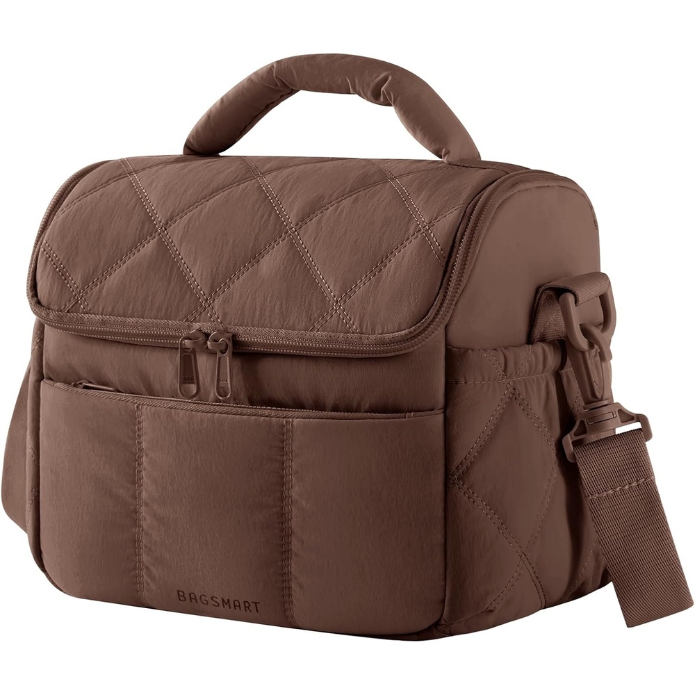 image:imageBAGSMART Lunch Bag Women Double Deck Insulated Lunch Box CamelCoffee Brown