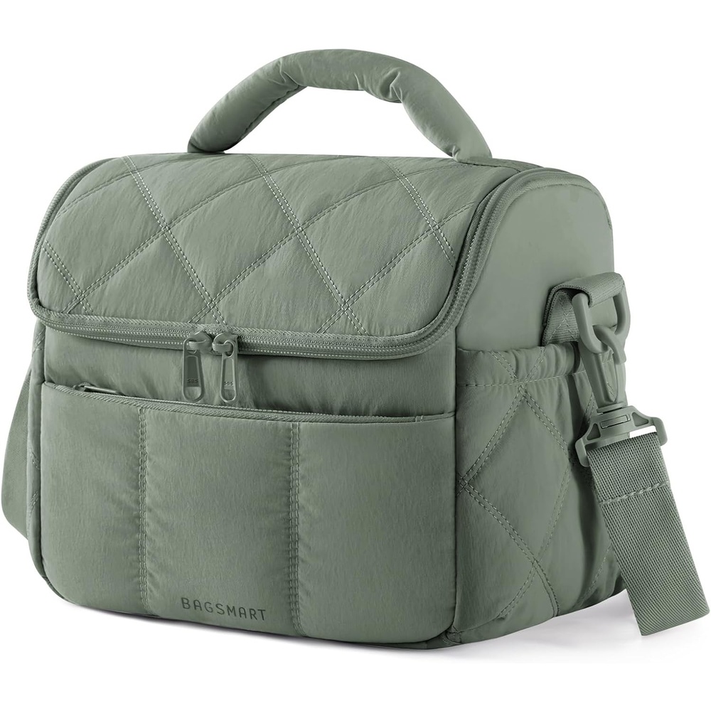 image:imageBAGSMART Lunch Bag Women Double Deck Insulated Lunch Box CamelOlive Green