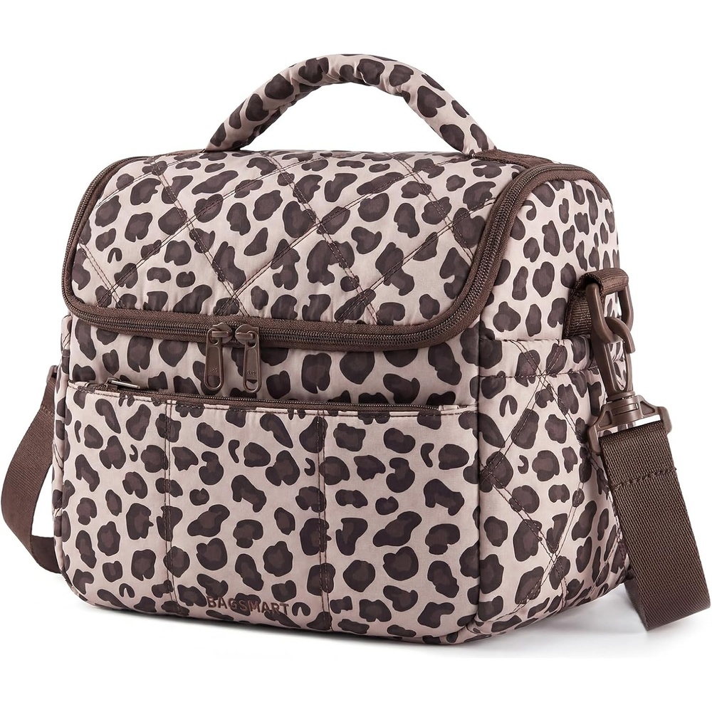 image:imageBAGSMART Lunch Bag Women Double Deck Insulated Lunch Box CamelPrintLeopard