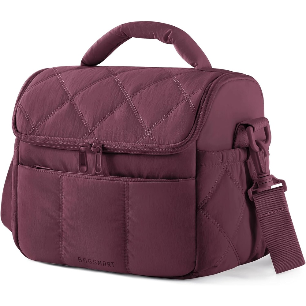 image:imageBAGSMART Lunch Bag Women Double Deck Insulated Lunch Box CamelWine Red