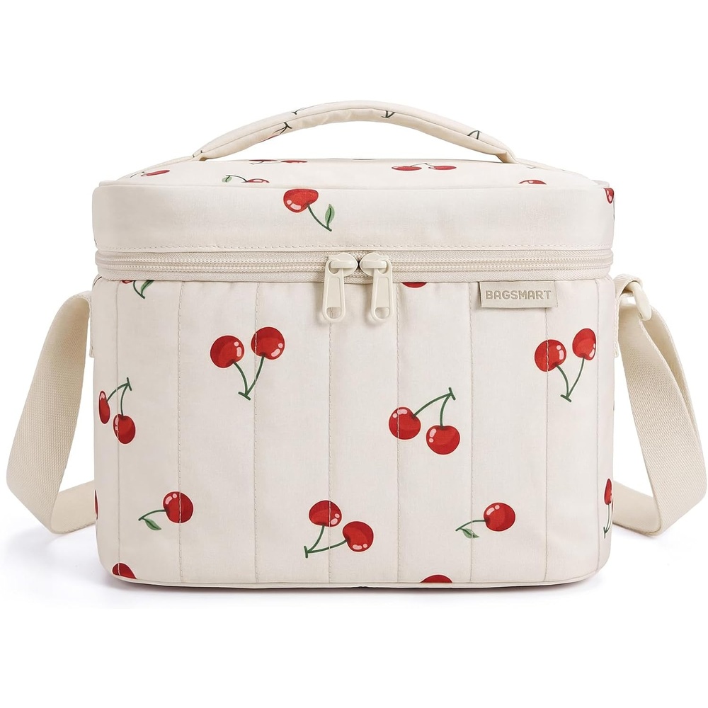 image:imageBAGSMART Puffy Insulated Lunch Bag Lightweight Large 14L Double Deck CamelACherry