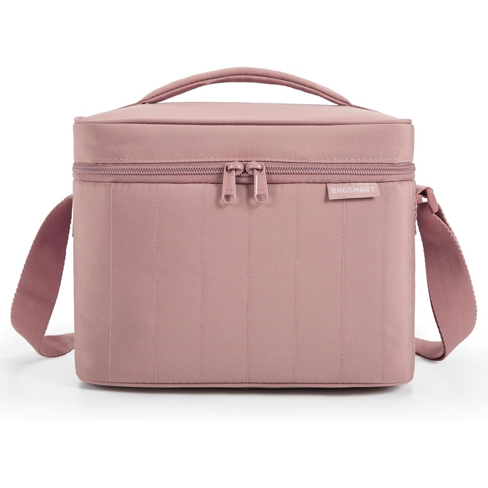 image:imageBAGSMART Puffy Insulated Lunch Bag Lightweight Large 14L Double Deck CamelADusky pink