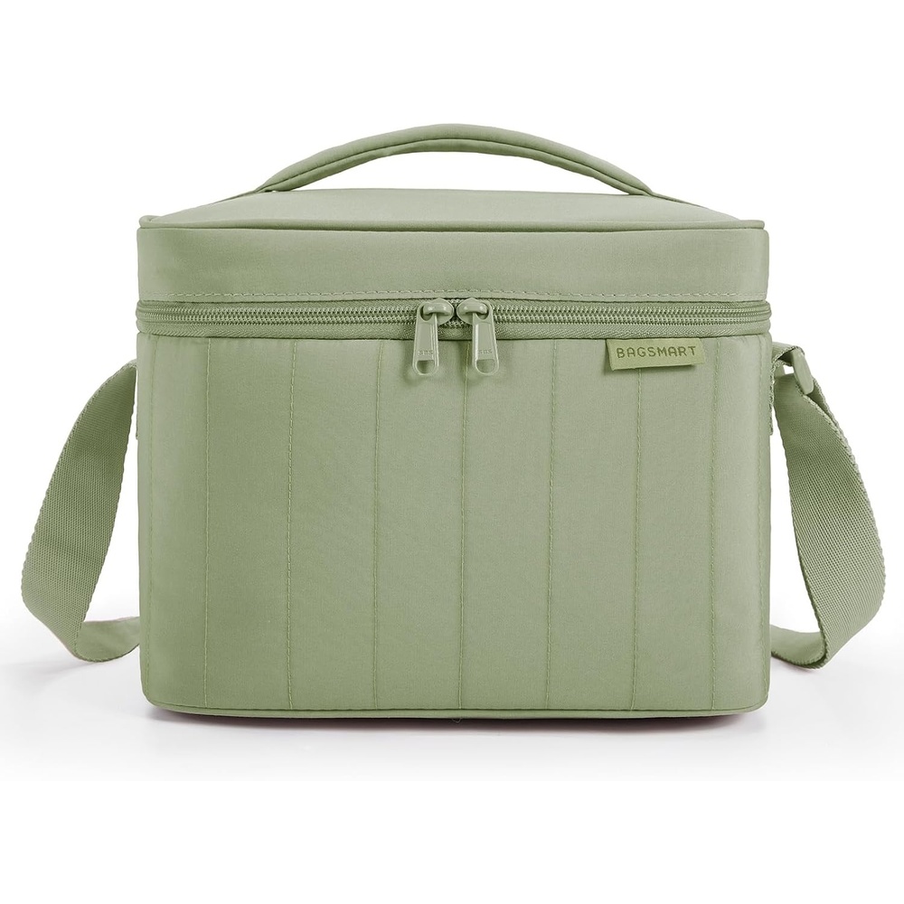 image:imageBAGSMART Puffy Insulated Lunch Bag Lightweight Large 14L Double Deck CamelASage Green