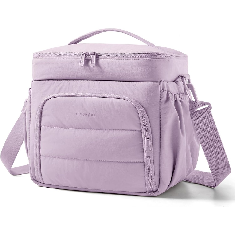 image:imageBAGSMART Puffy Insulated Lunch Bag Lightweight Large 14L Double Deck CamelAmethyst Lavender