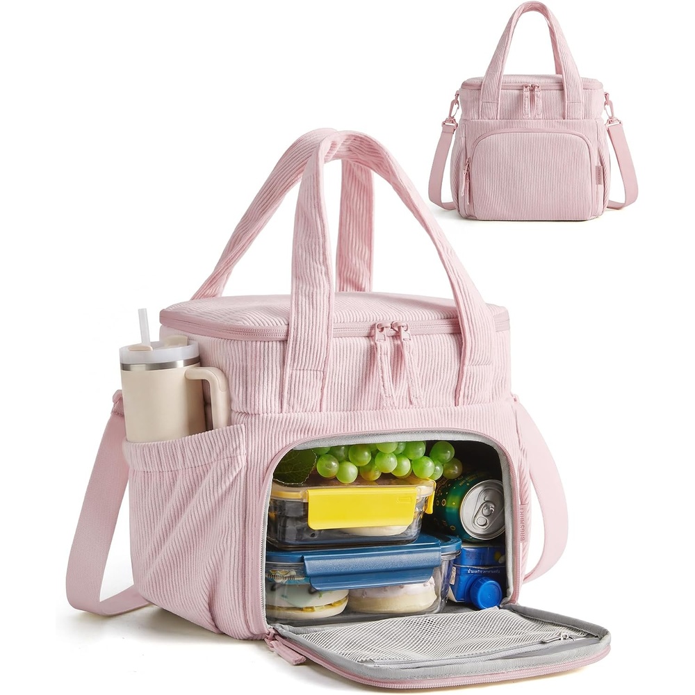 image:imageBAGSMART Puffy Insulated Lunch Bag Lightweight Large 14L Double Deck CamelPink