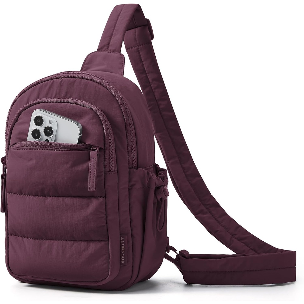 image:imageBAGSMART Small Sling Bag for Women Puffer Crossbody Bag Hobo HandbagBurgundy Bay