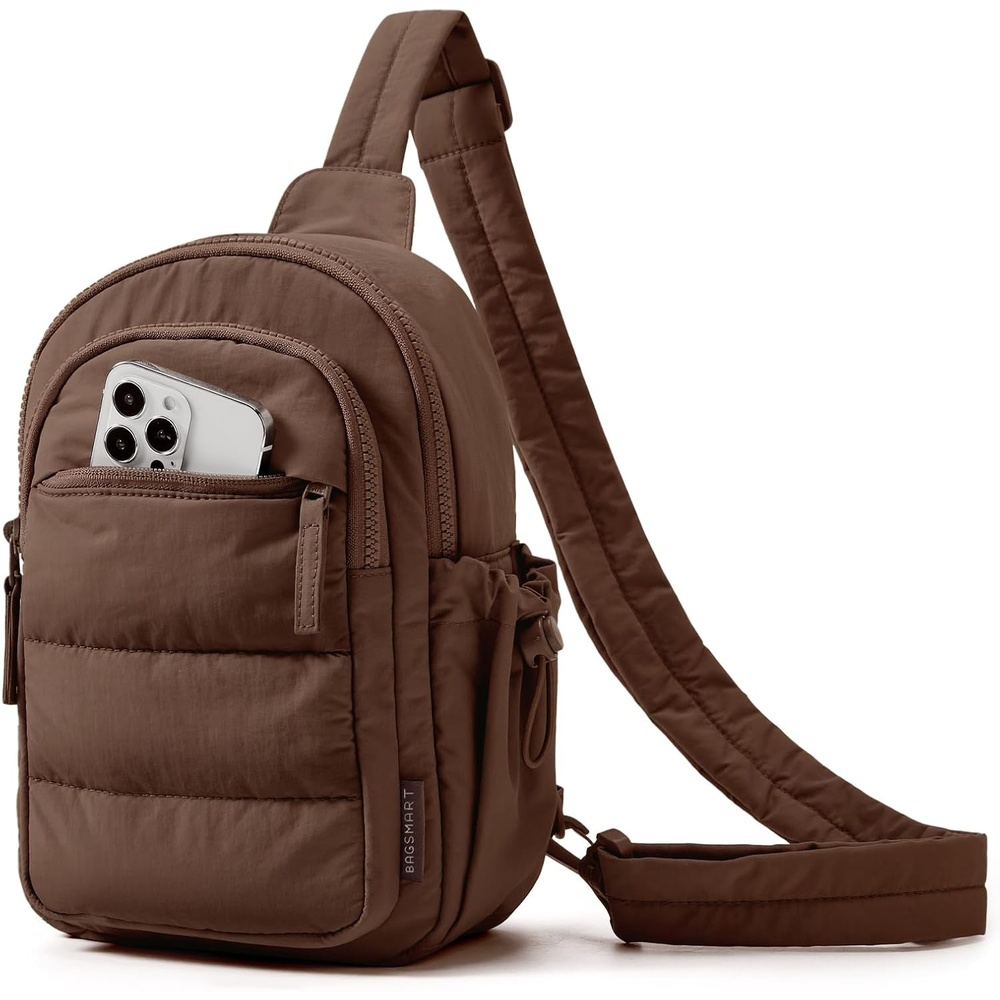 image:imageBAGSMART Small Sling Bag for Women Puffer Crossbody Bag Hobo HandbagChocolate